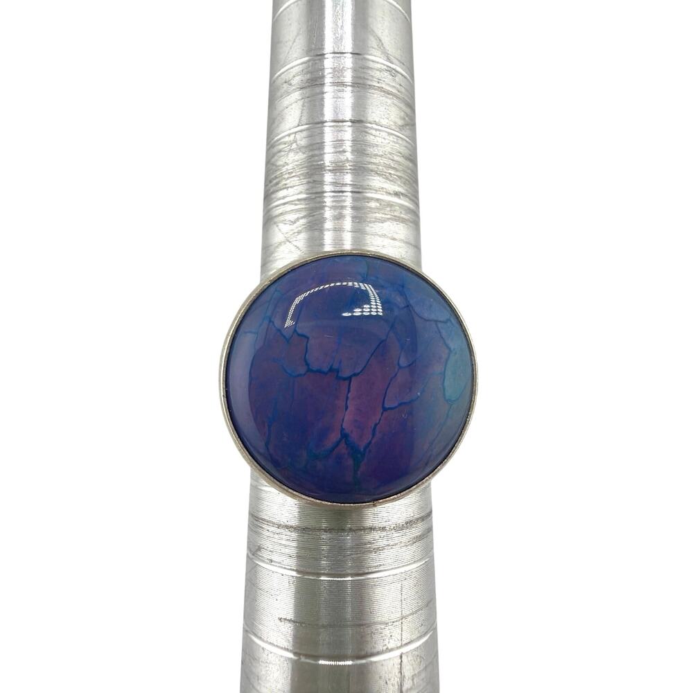 Sterling Silver Purple And Blue Dragon Vein Agate Ring Size 7